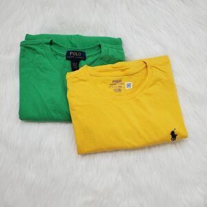 POLO RALPH LAUREN Youth Green and yellow classic fit jerseys crew neck t-shirts